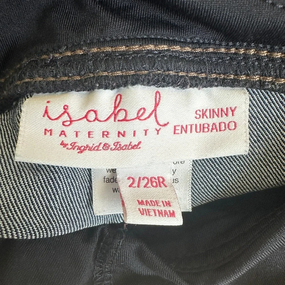 Isabel Maternity Skinny Full Panel Jeans Dark Wash Stretch Denim Size 2/26R